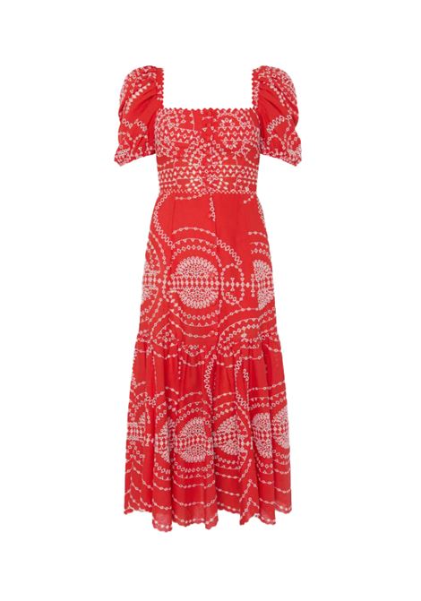 Red kaysa embroidered dress Charo Ruiz Ibiza 1989 - women CHARO RUIZ IBIZA 1989 | 254614RD